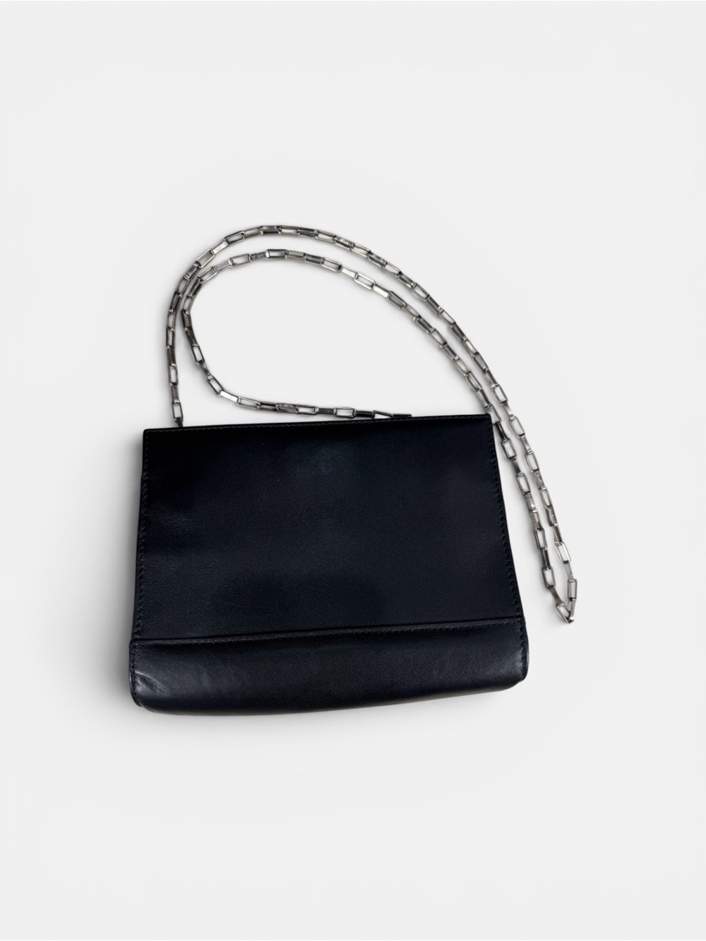 Tumi Y2K Minimalist Black Leather Chain Strap Crossbody Bag - Picture 2 of 5